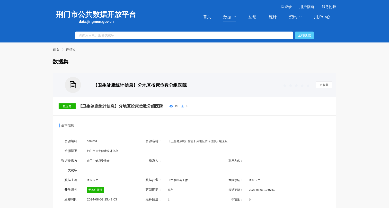 【卫生健康统计信息】分地区按床位数分组医院 数据集图片