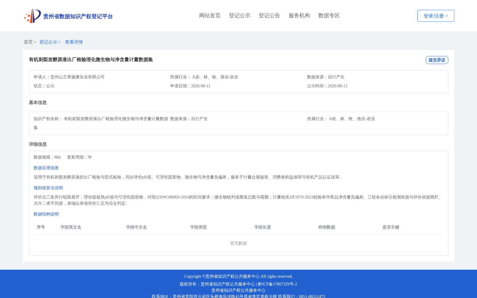 有机刺梨发酵原液出厂检验理化微生物与净含量计量数据集 数据集图片