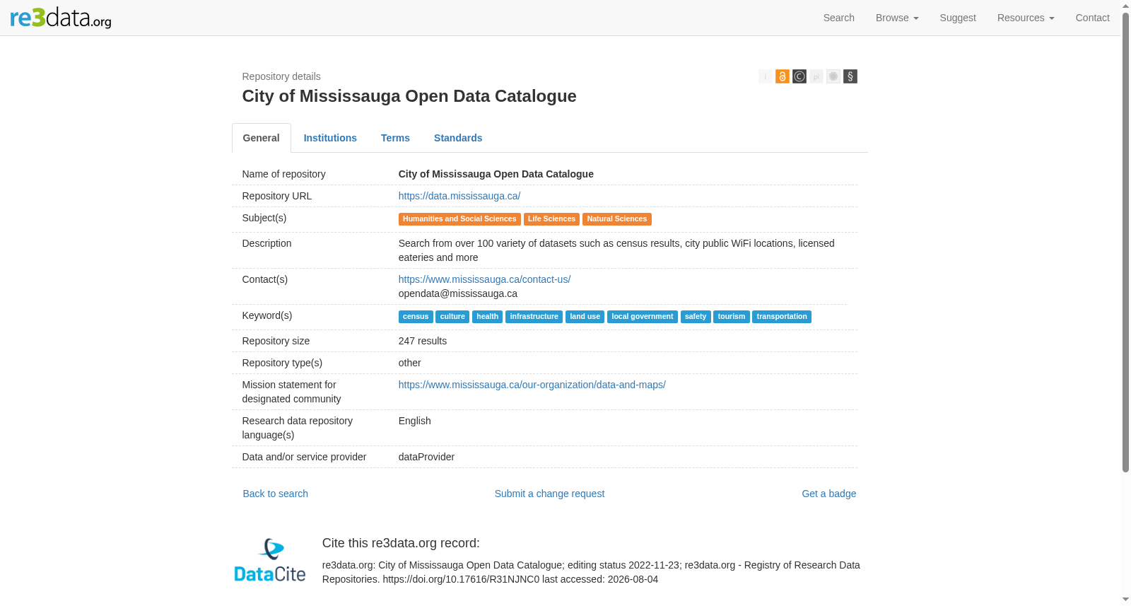 City of Mississauga Open Data Catalogue 数据集图片