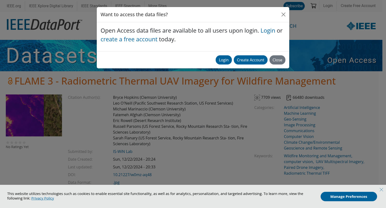 FLAME 3 - Radiometric Thermal UAV Imagery for Wildfire Management 数据集图片