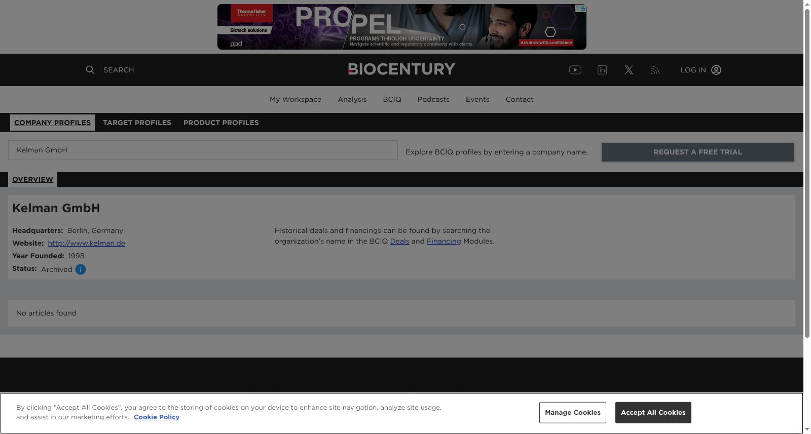 Kelman GmbH - BioCentury Company Profiles - BCIQ 数据集图片
