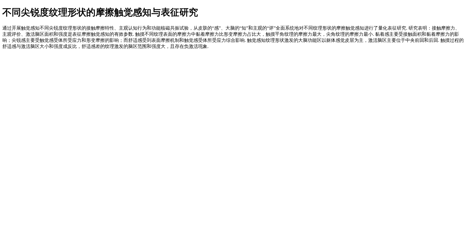 不同尖锐度纹理形状的摩擦触觉感知与表征研究 数据集图片