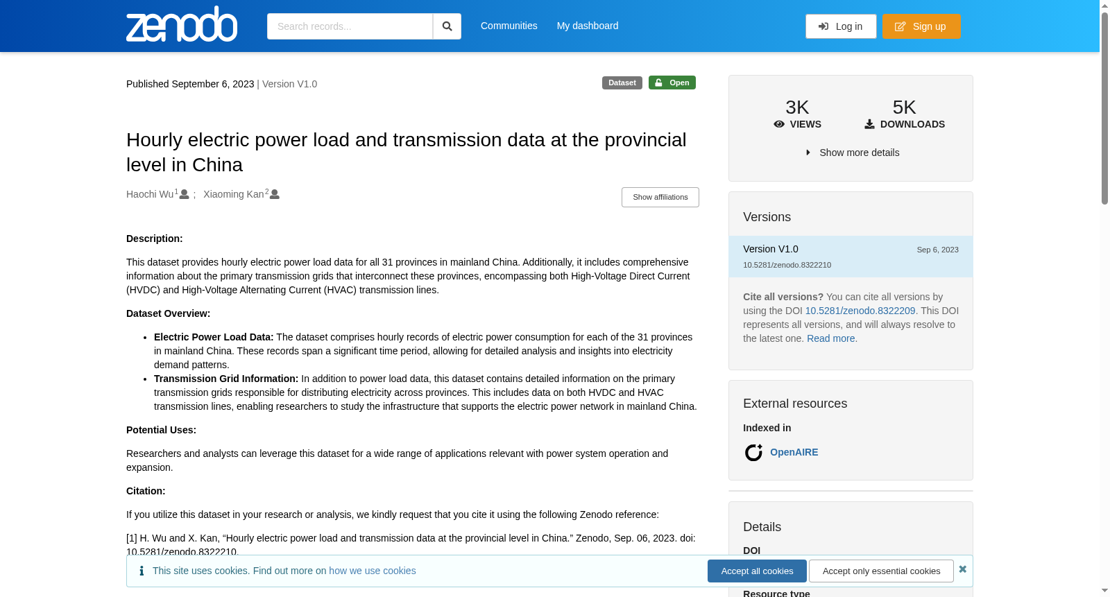 Hourly electric power load and transmission data at the provincial level in China 数据集图片