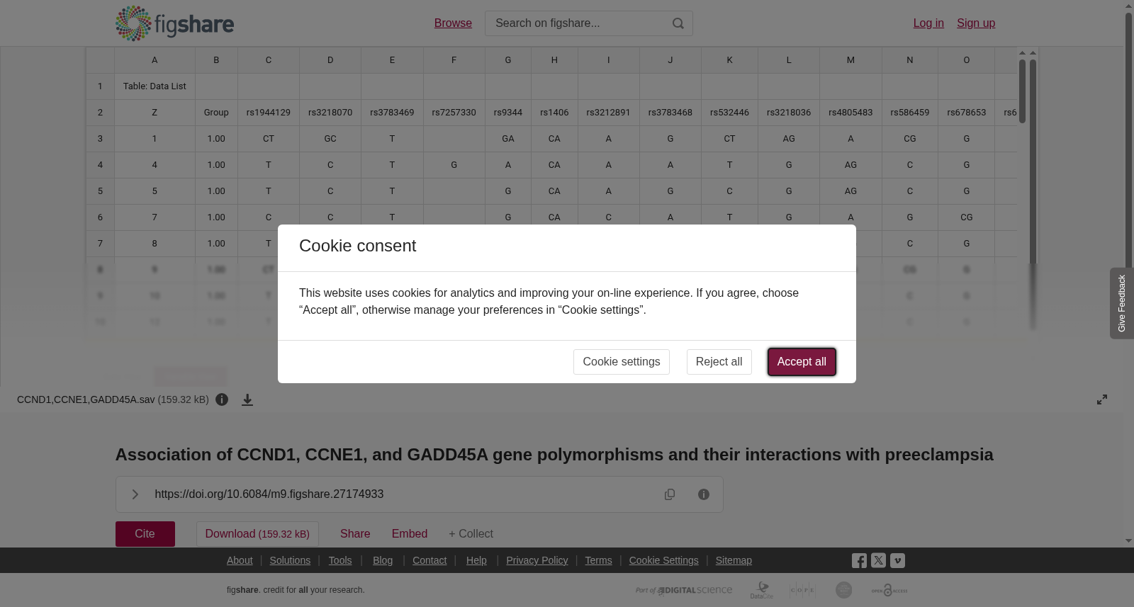 <b>Association of </b><b>CCND1, CCNE1, and GADD45A</b><b> gene polymorphisms</b><b> </b><b>and</b><b> their interactions </b><b>with preeclampsia</b> 数据集图片