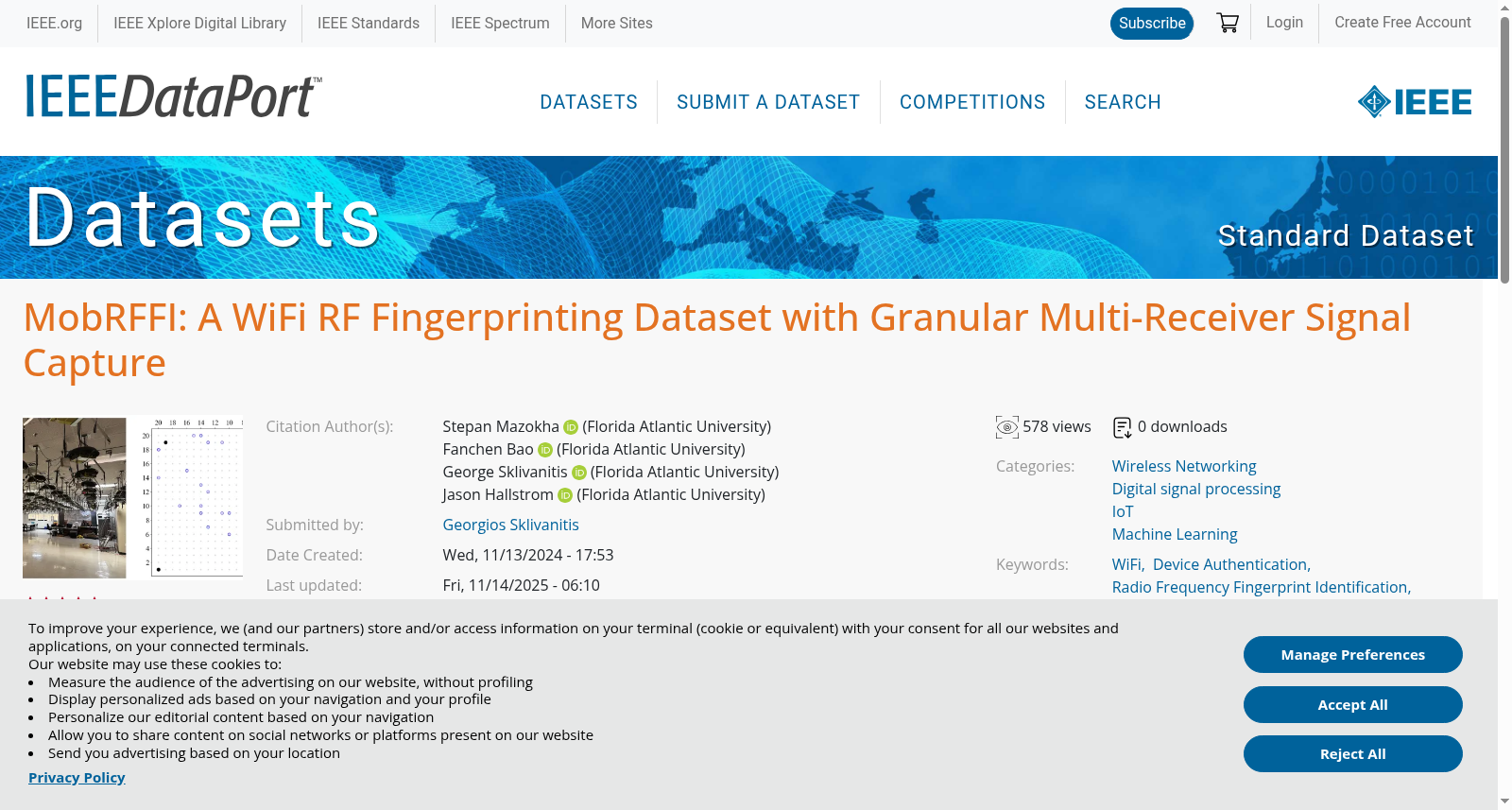 MobRFFI: A WiFi RF Fingerprinting Dataset with Granular Multi-Receiver Signal Capture 数据集图片