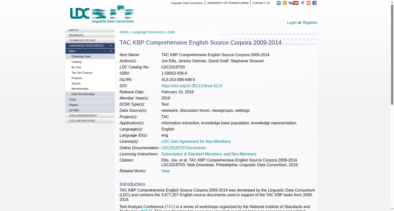 TAC KBP Comprehensive English Source Corpora 2009-2014 数据集图片