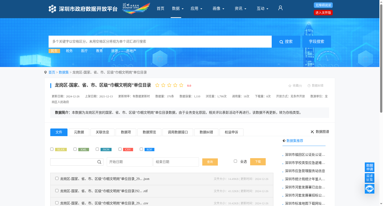 龙岗区-国家、省、市、区级“巾帼文明岗”单位目录 数据集图片