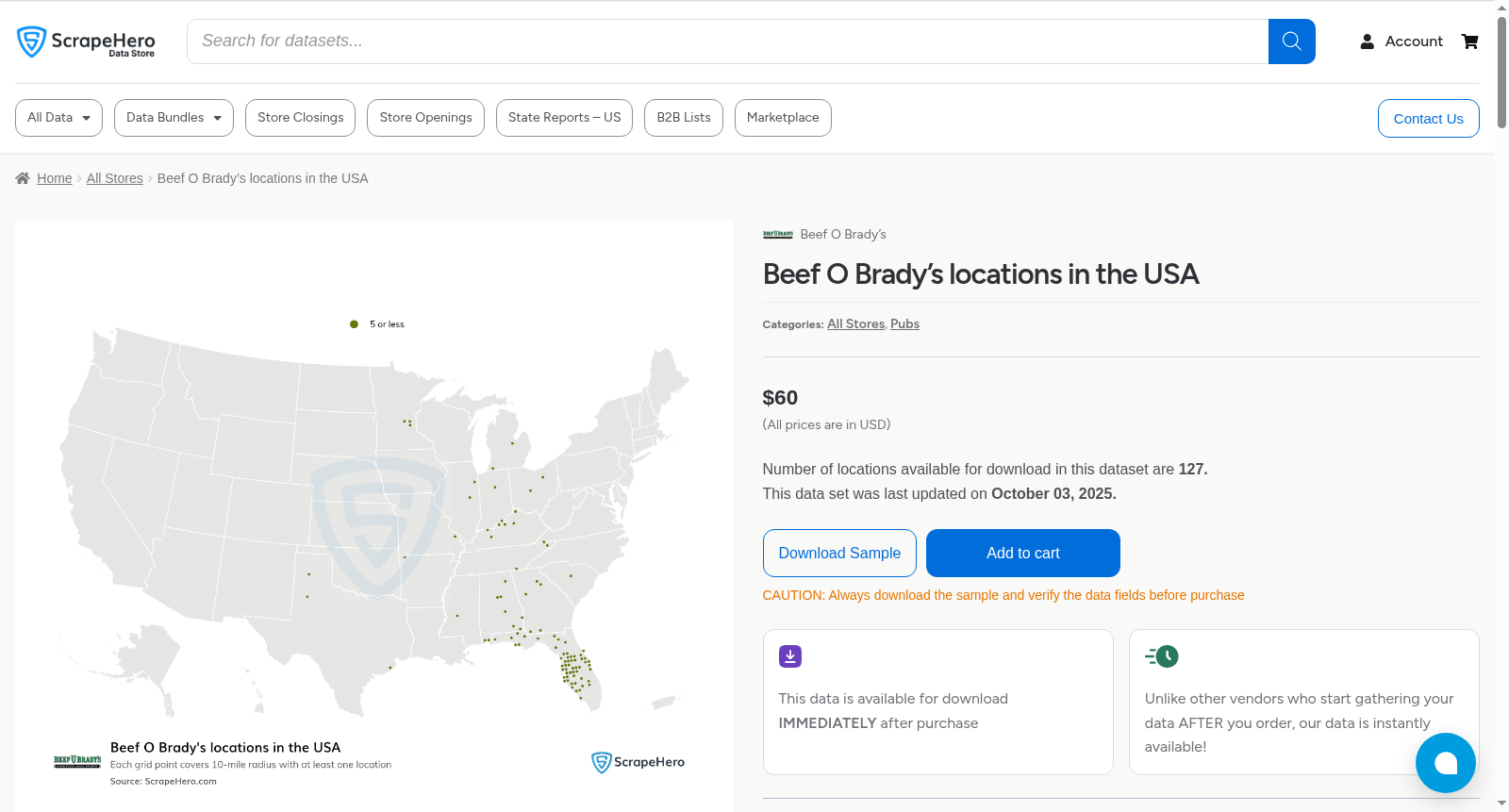 Beef O Brady's locations in the USA 数据集图片