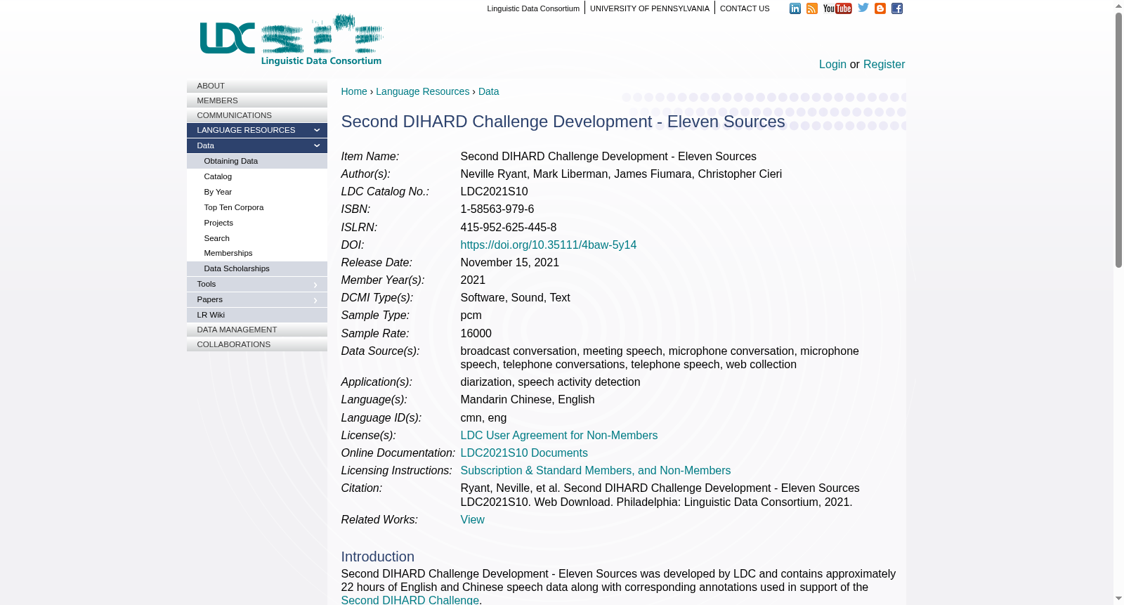 Second DIHARD Challenge Development - Eleven Sources 数据集图片
