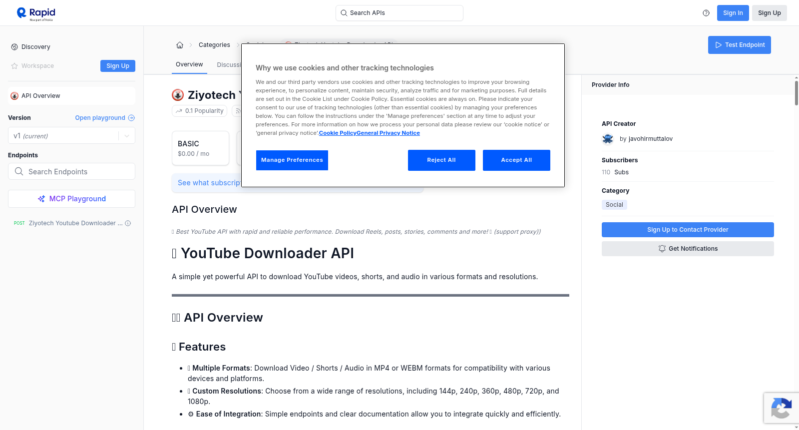 Ziyotech Youtube Downloader API 数据集图片