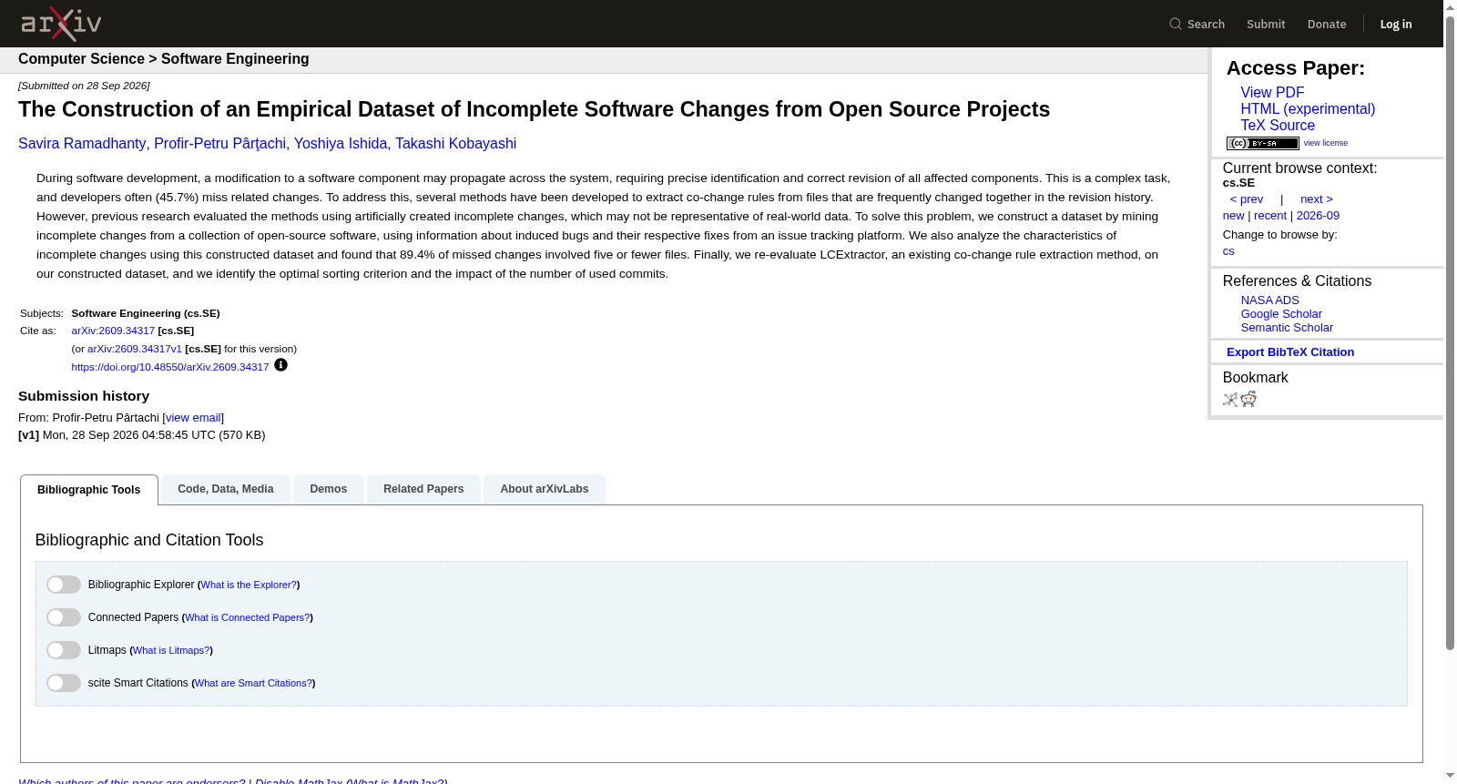 Empirical Dataset of Incomplete Software Changes 数据集图片