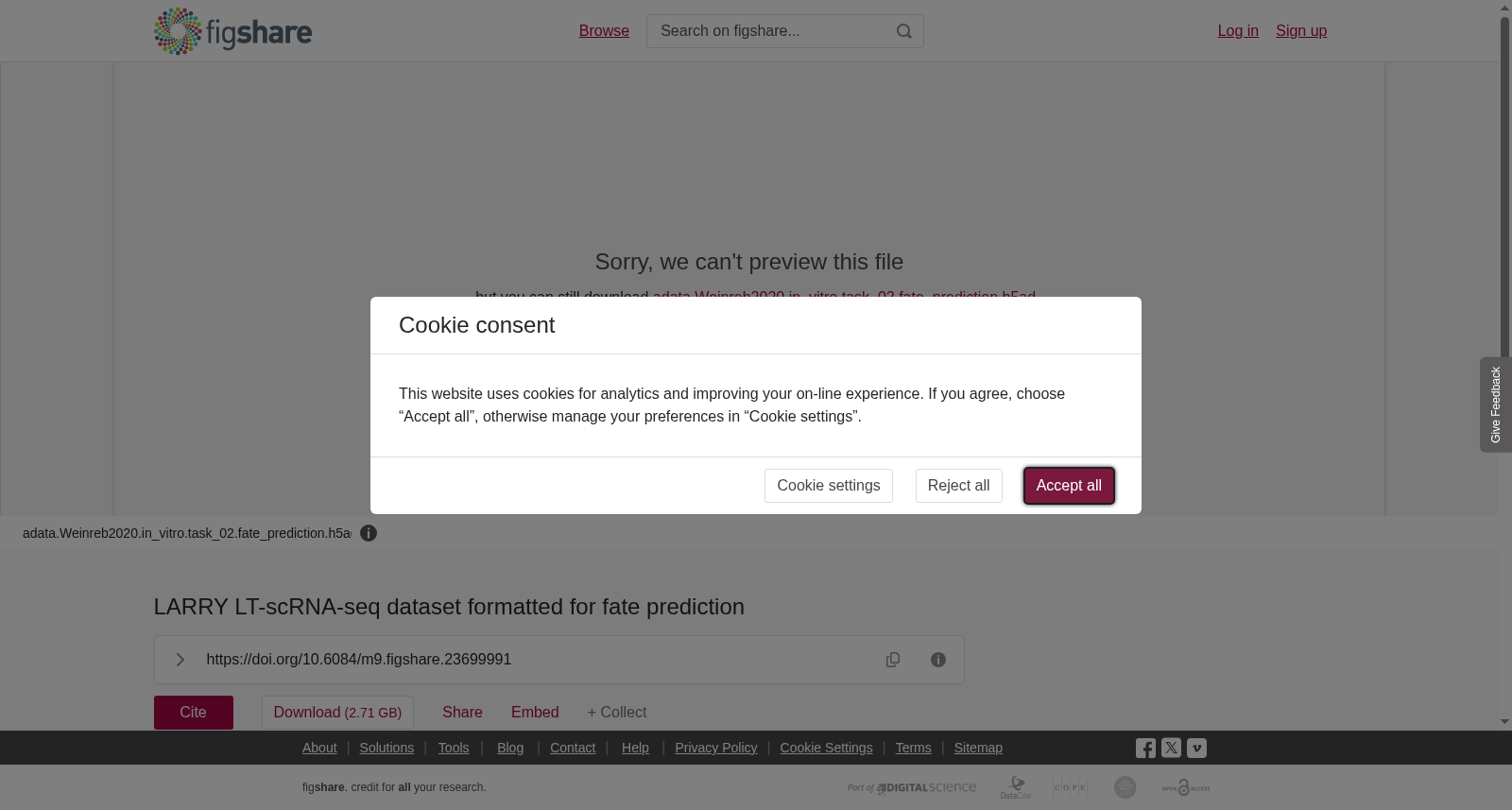 LARRY LT-scRNA-seq dataset formatted for fate prediction 数据集图片
