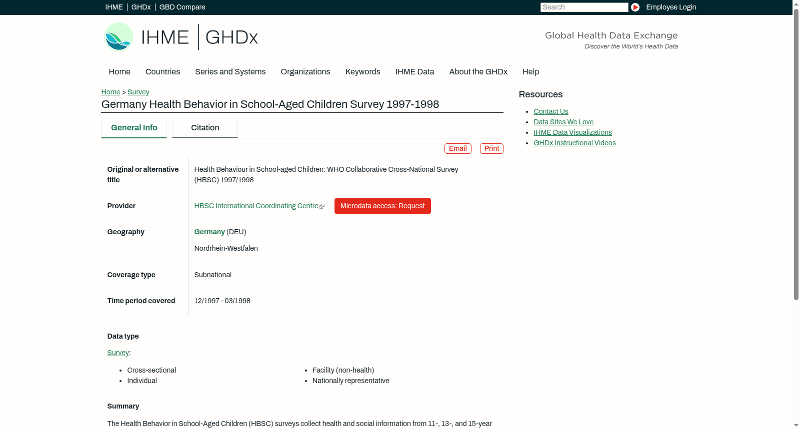 Germany Health Behavior in School-Aged Children Survey 1997-1998 数据集图片