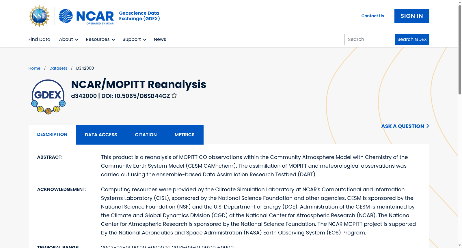 NCAR/MOPITT Reanalysis 数据集图片