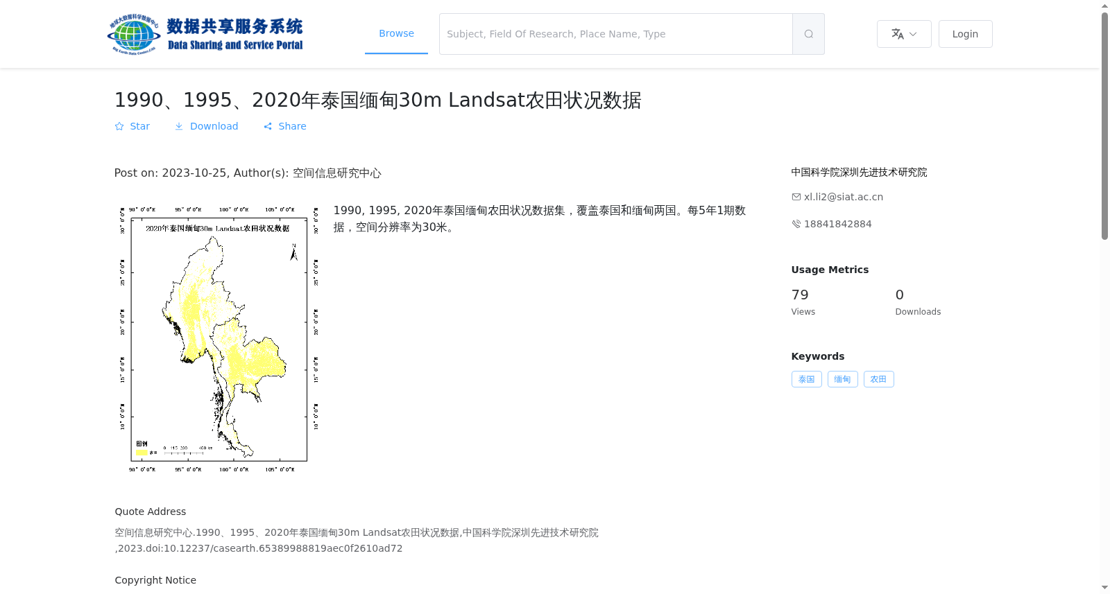 1990、1995、2020年泰国缅甸30m Landsat农田状况数据 数据集图片