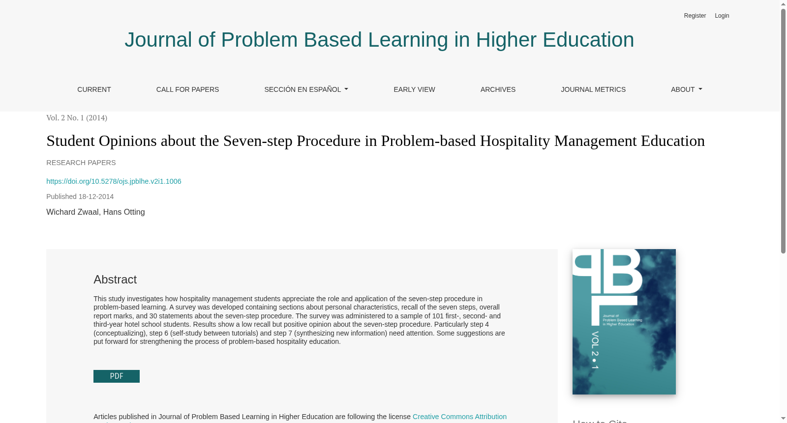 Student Opinions about the Seven-step Procedure in Problem-based Hospitality Management Education 数据集图片