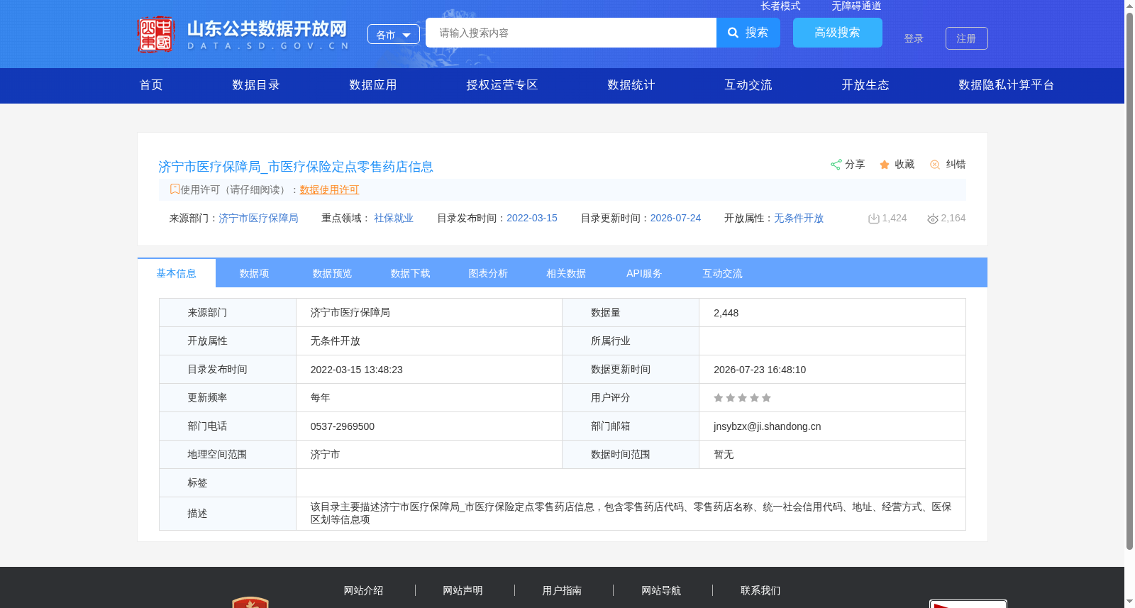 济宁市医疗保障局_市医疗保险定点零售药店信息 数据集图片