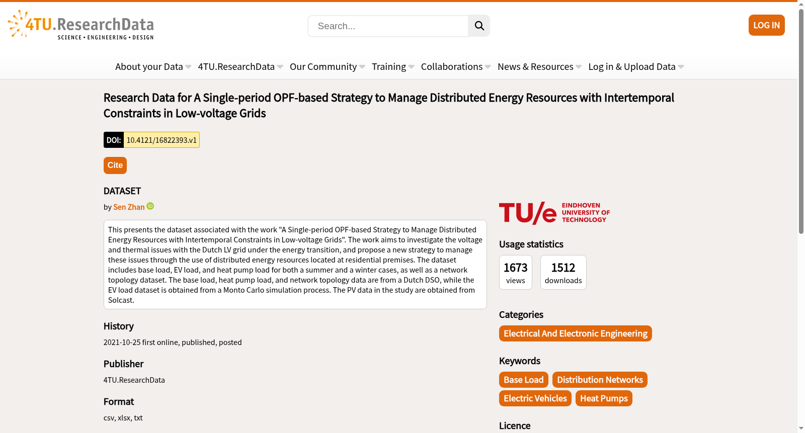 Research Data for A Single-period OPF-based Strategy to Manage Distributed Energy Resources with Intertemporal Constraints in Low-voltage Grids 数据集图片