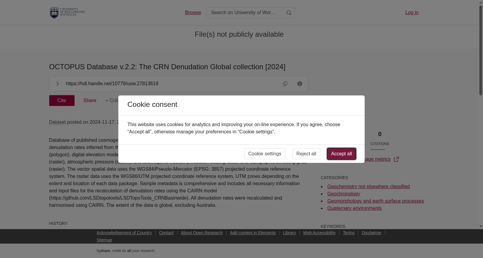 OCTOPUS Database v.2.2: The CRN Denudation Global collection [2024] 数据集图片