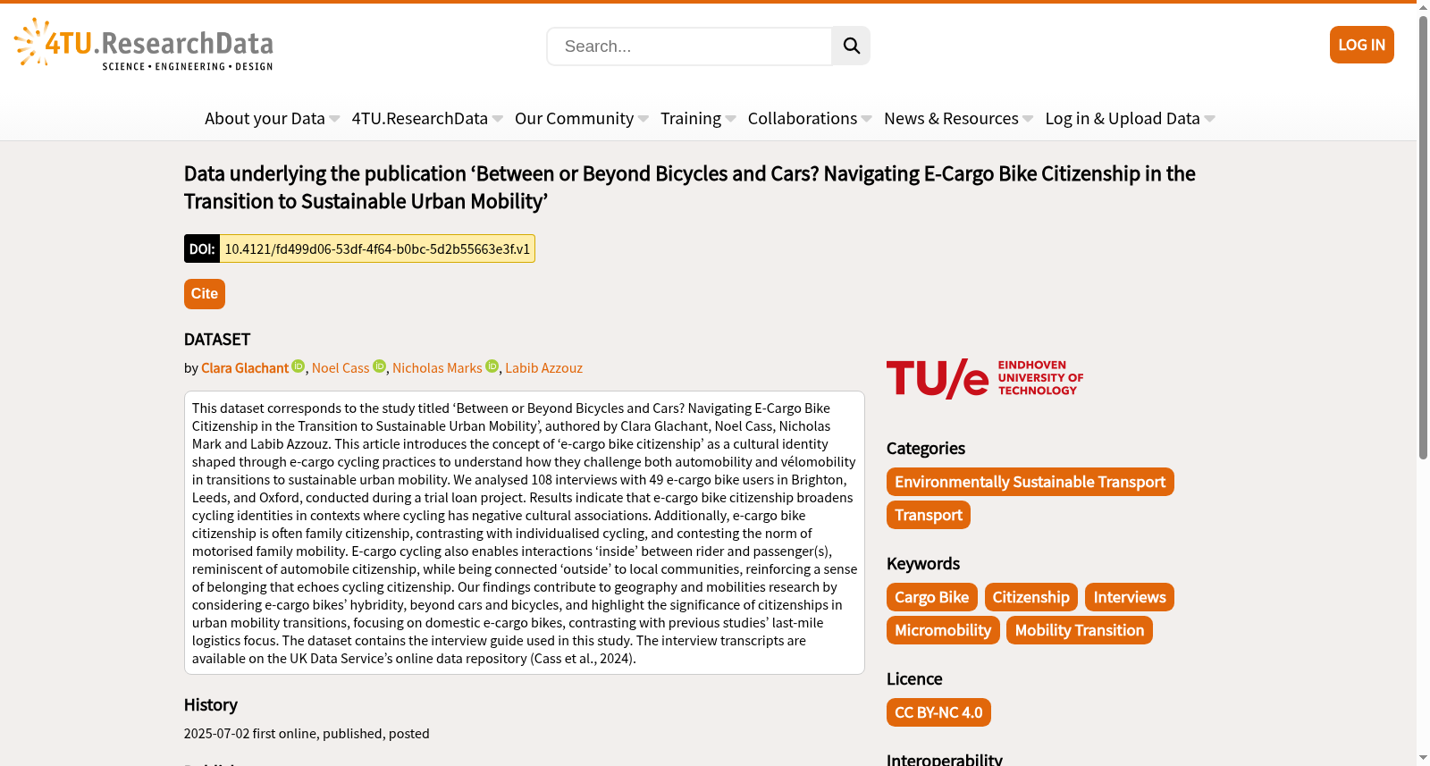 Data underlying the publication ‘Between or Beyond Bicycles and Cars? Navigating E-Cargo Bike Citizenship in the Transition to Sustainable Urban Mobility’ 数据集图片