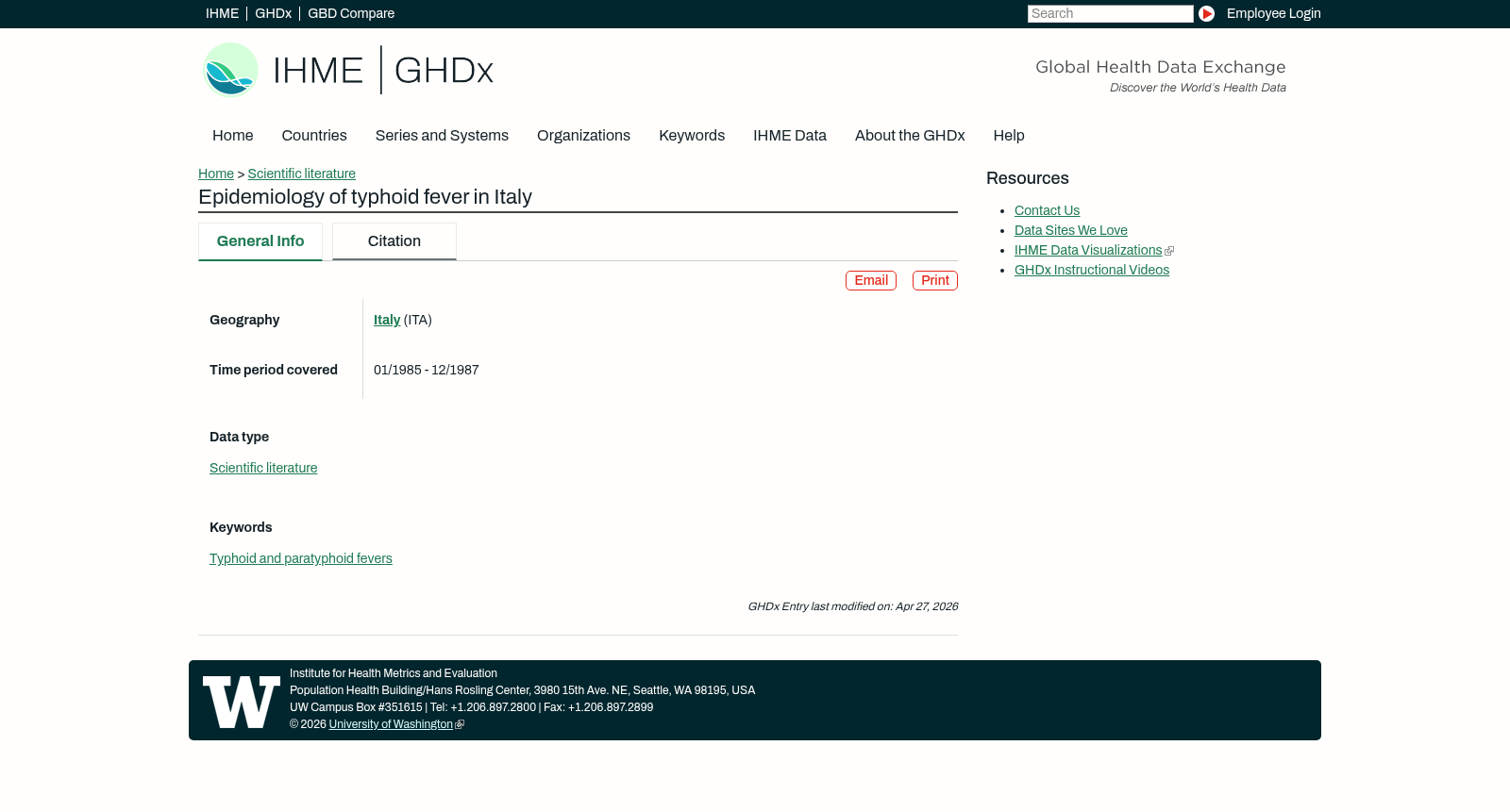 Epidemiology of typhoid fever in Italy 数据集图片