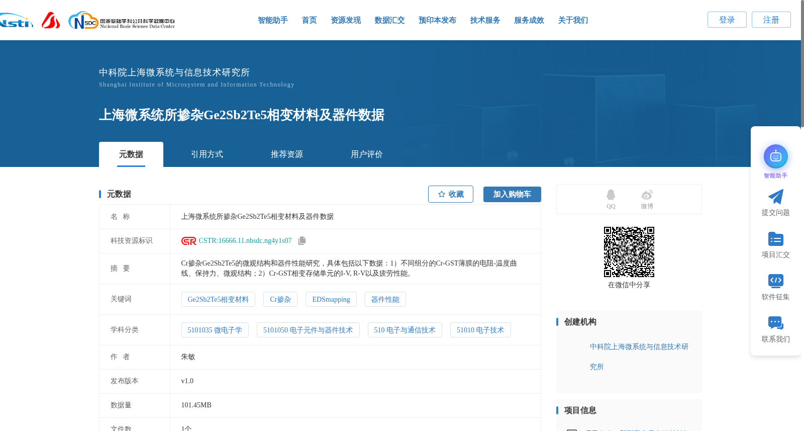 上海微系统所掺杂Ge2Sb2Te5相变材料及器件数据 数据集图片