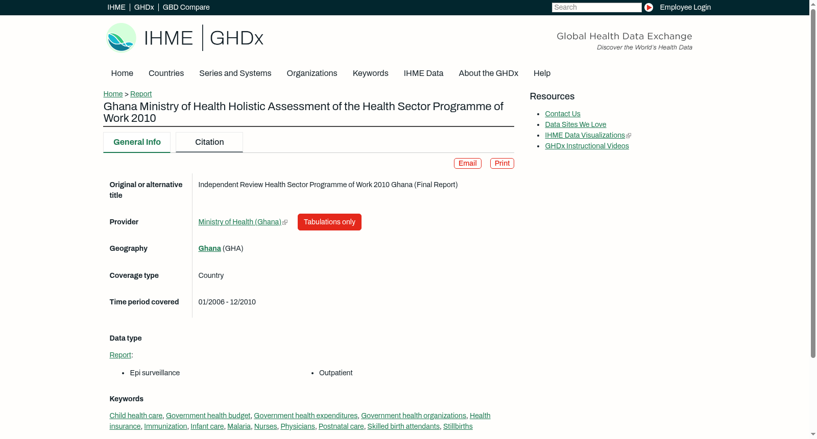 Ghana Ministry of Health Holistic Assessment of the Health Sector Programme of Work 2010 数据集图片