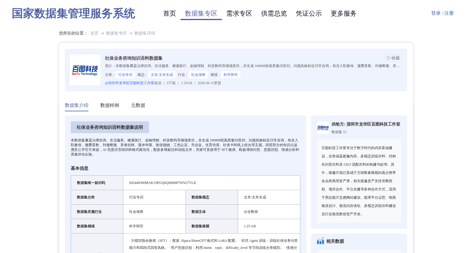 社保业务咨询知识语料数据集 数据集图片