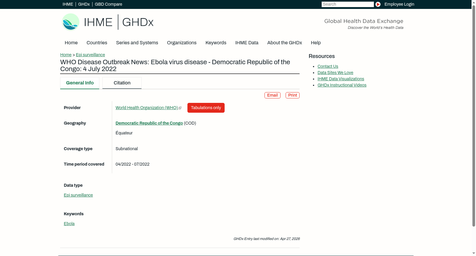 WHO Disease Outbreak News: Ebola virus disease - Democratic Republic of the Congo: 4 July 2022 数据集图片