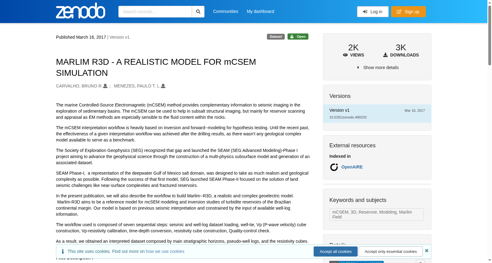 MARLIM R3D - A REALISTIC MODEL FOR mCSEM SIMULATION 数据集图片