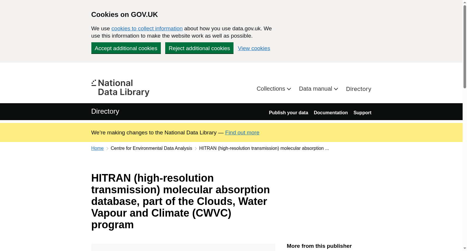 HITRAN (high-resolution transmission) molecular absorption database, part of the Clouds, Water Vapour and Climate (CWVC) program 数据集图片