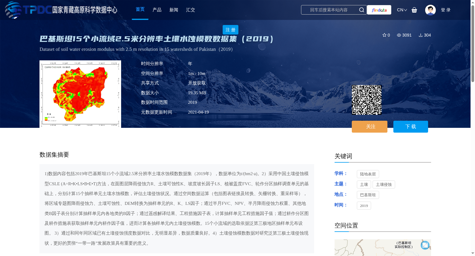 巴基斯坦15个小流域2.5米分辨率土壤水蚀模数数据集(2019) 数据集图片