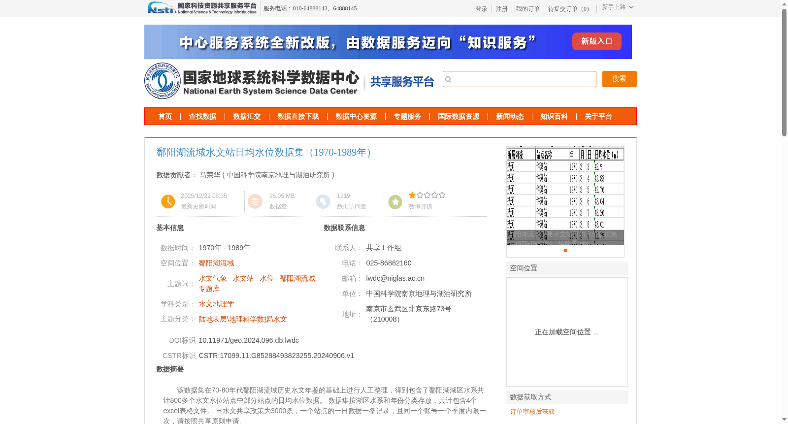 鄱阳湖流域水文站日均水位数据集(1970-1989年) 数据集图片