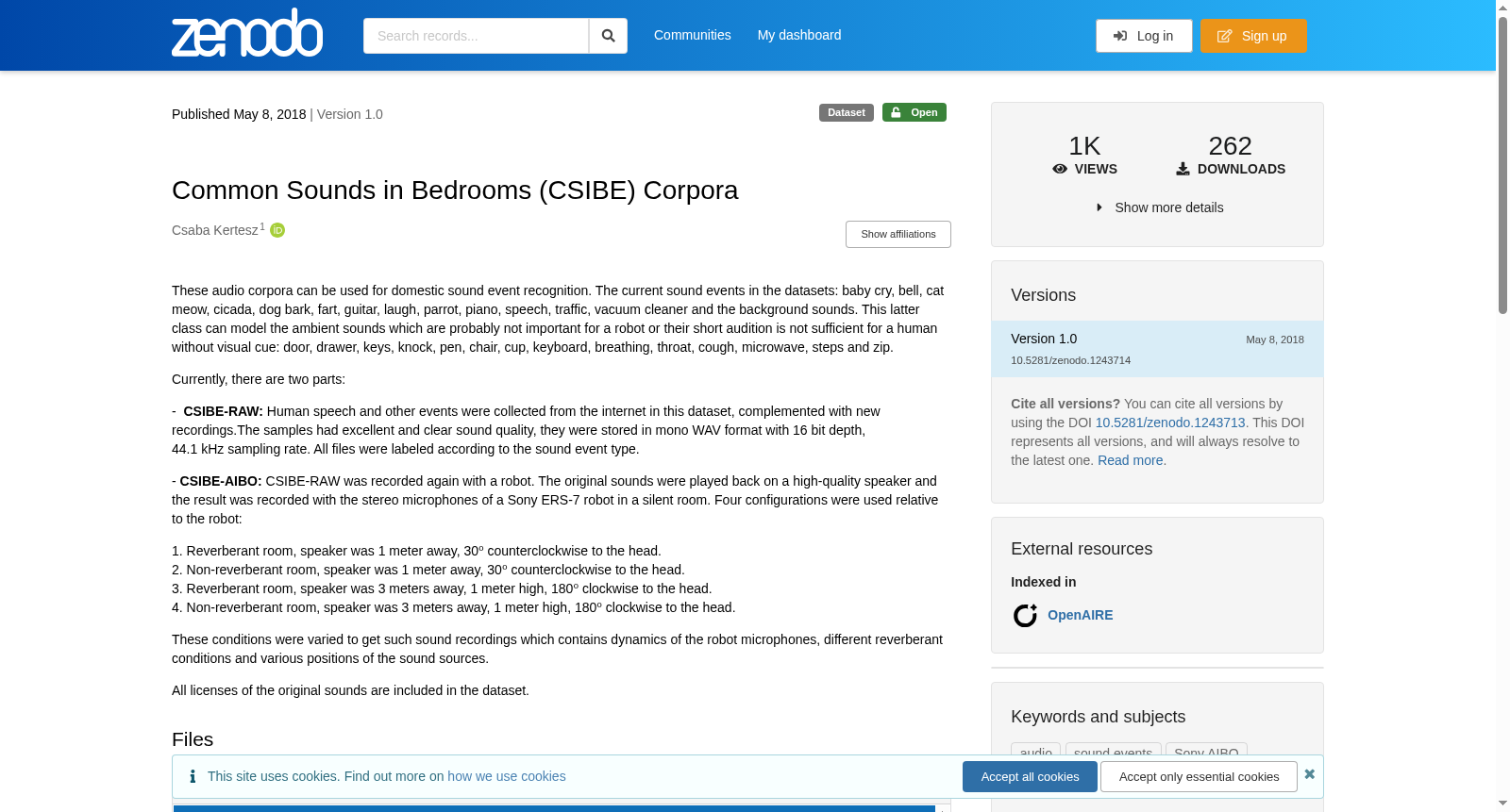 Common Sounds in Bedrooms (CSIBE) Corpora 数据集图片