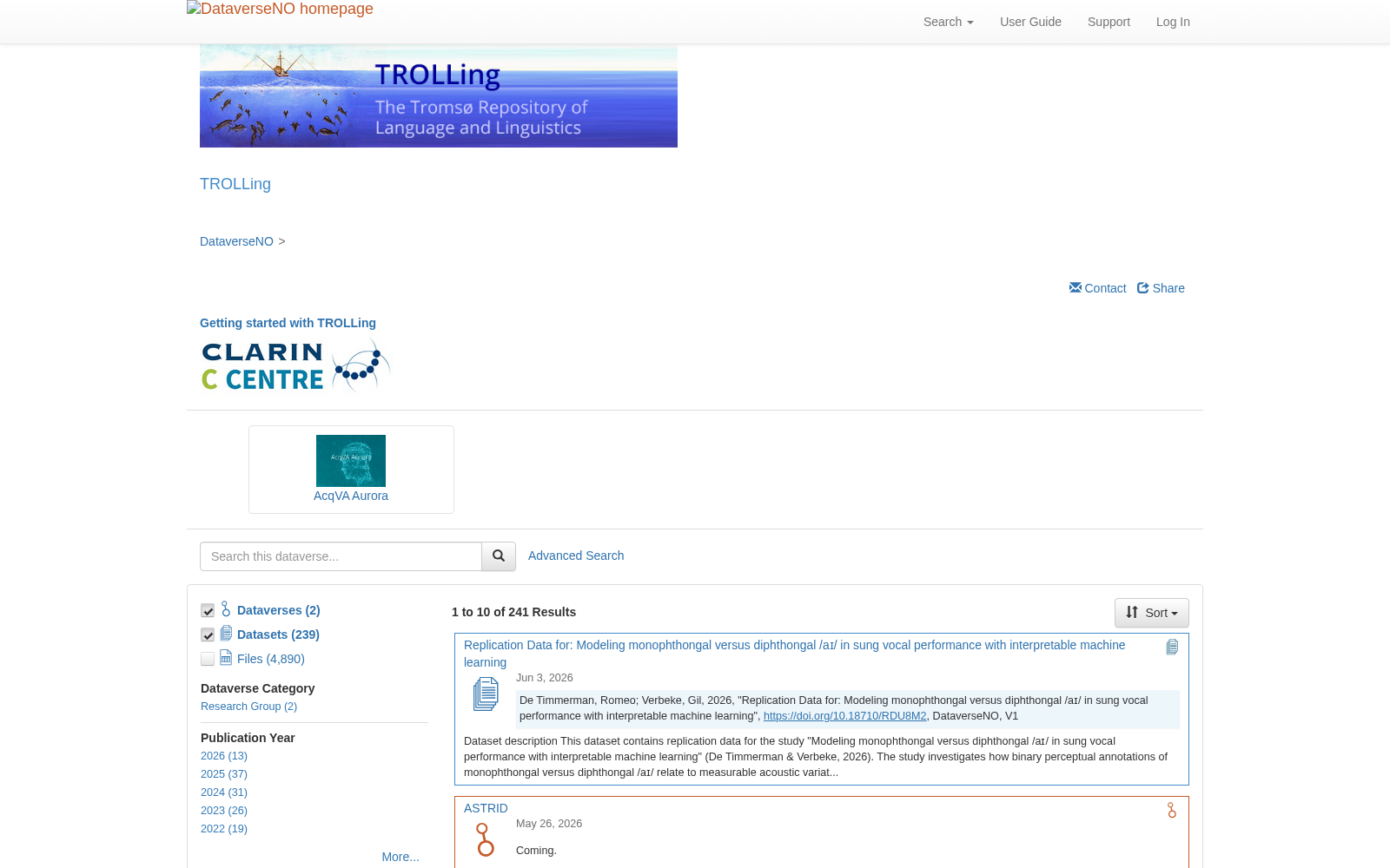 The Tromsø Repository of Language and Linguistics 数据集图片