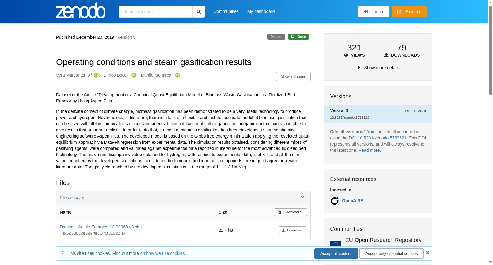 Operating conditions and steam gasification results 数据集图片