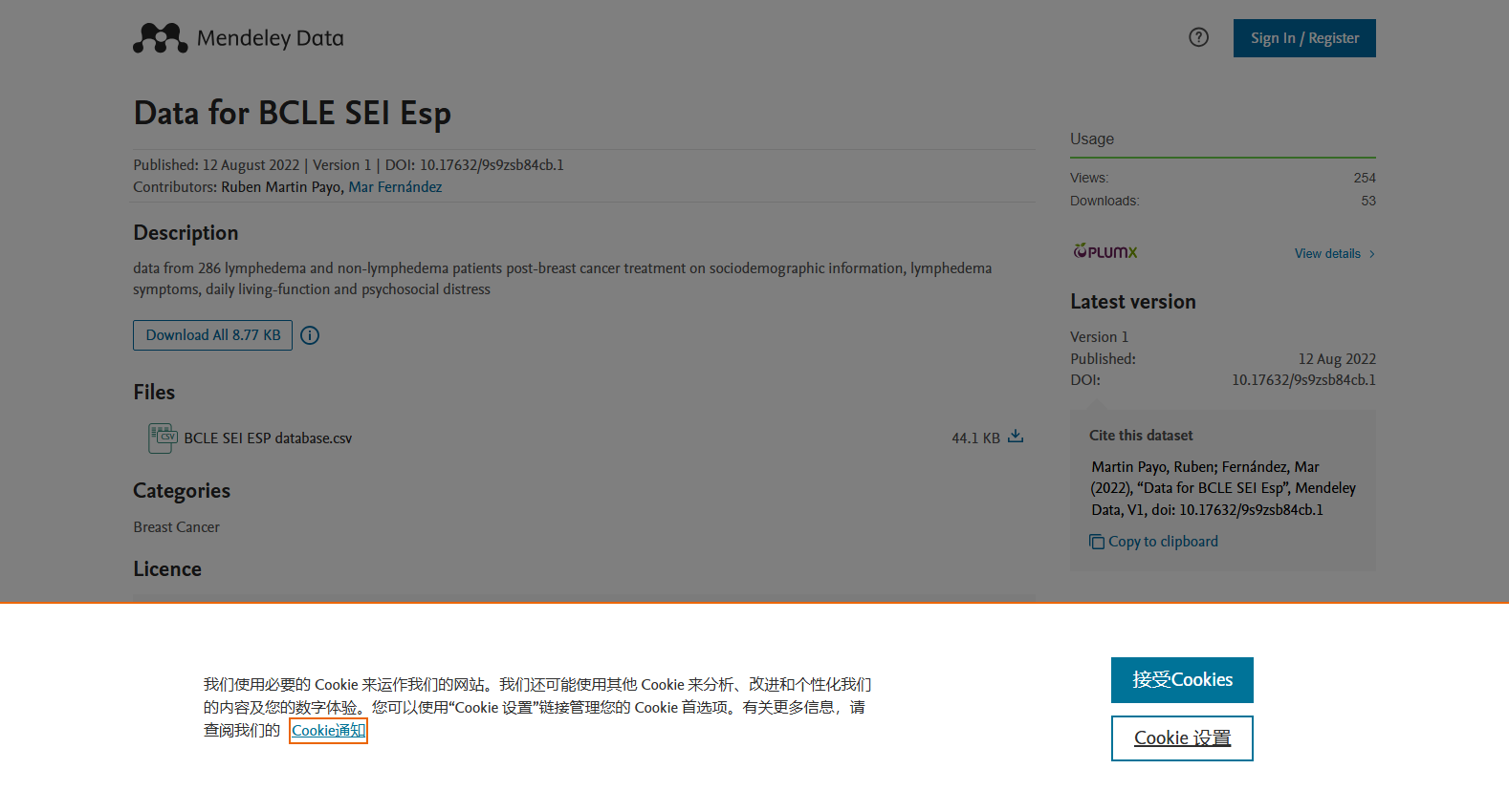 Data for BCLE SEI Esp