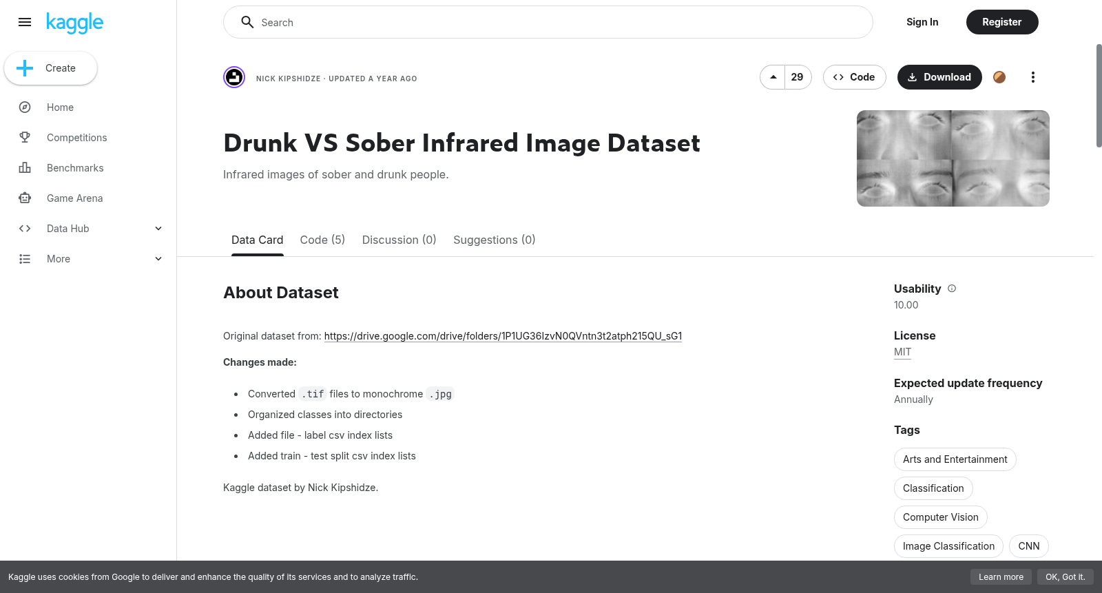 Drunk VS Sober Infrared Image Dataset 数据集图片