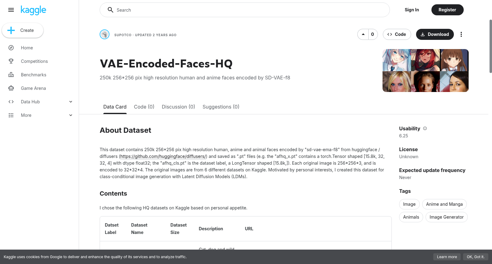 VAE-Encoded-Faces-HQ 数据集图片