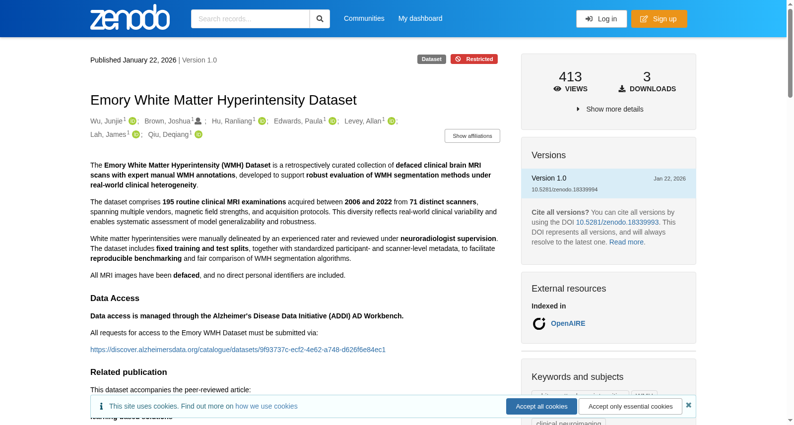 Emory White Matter Hyperintensity Dataset 数据集图片