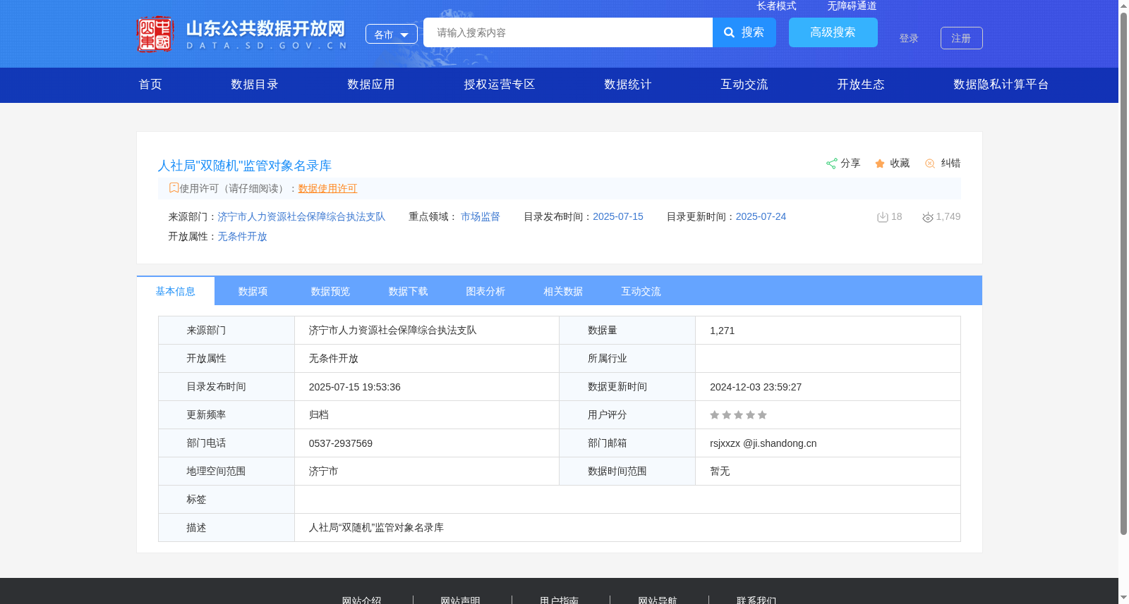 人社局"双随机"监管对象名录库 数据集图片
