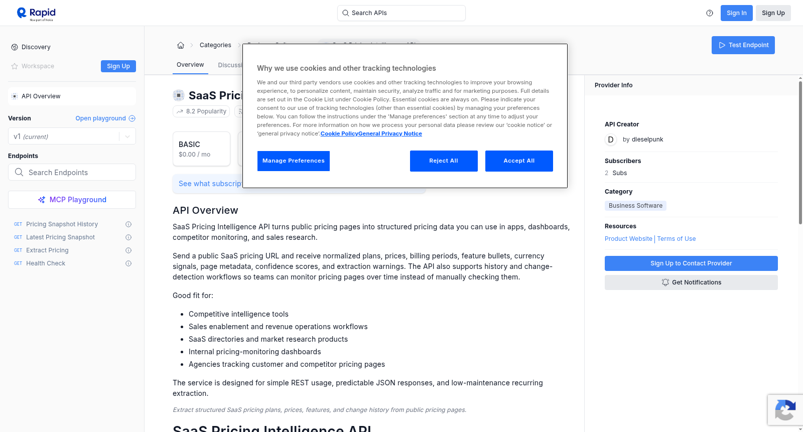 SaaS Pricing Intelligence API 数据集图片