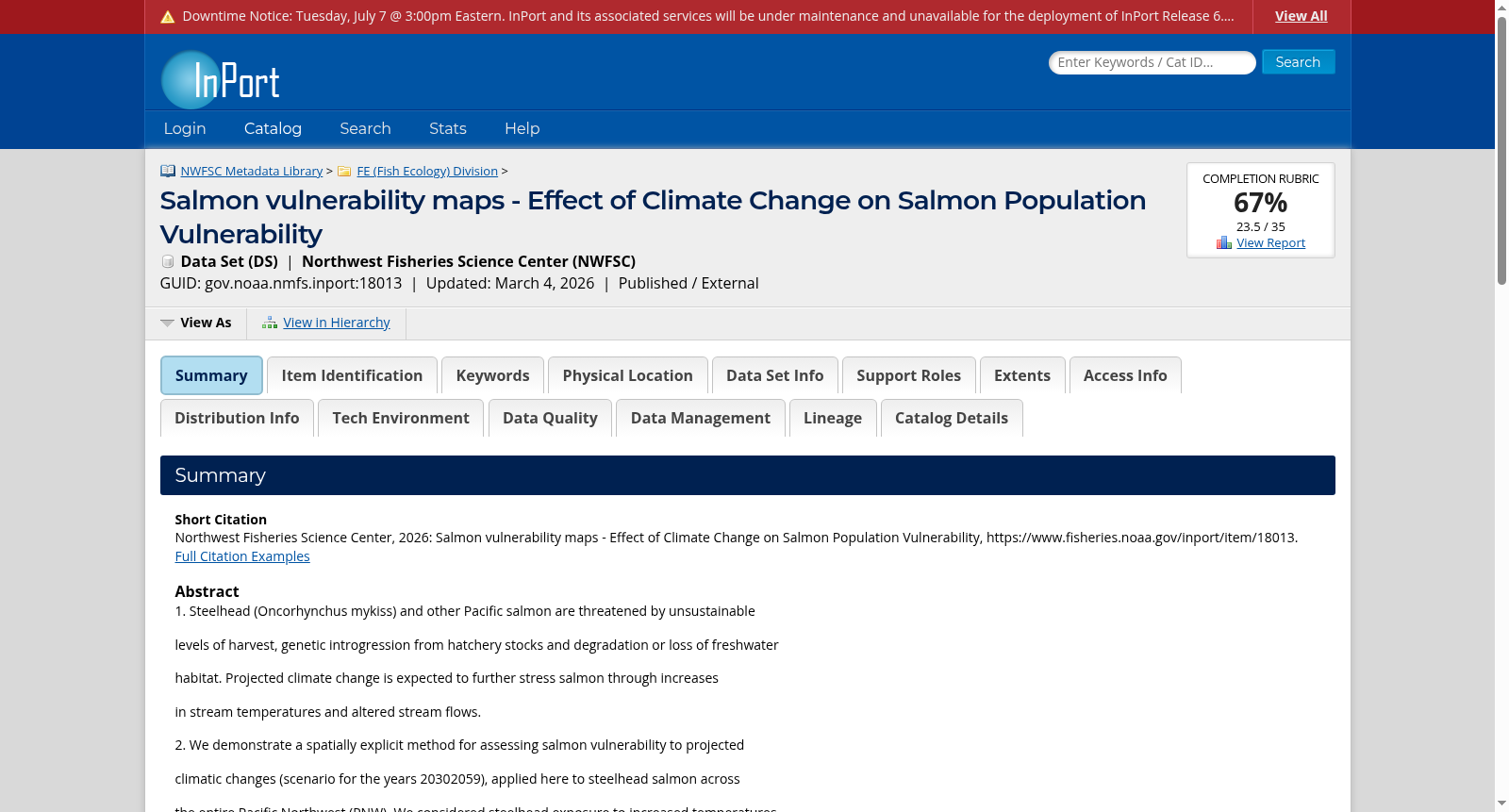 Salmon vulnerability maps - Effect of Climate Change on Salmon Population Vulnerability 数据集图片