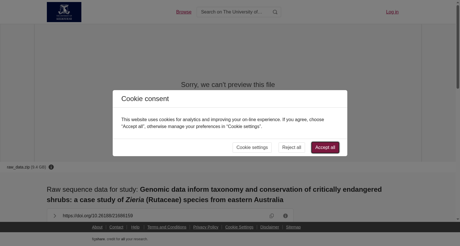 Raw sequence data for study: <strong>Genomic data inform taxonomy and conservation of critically endangered shrubs: a case study of </strong><em><strong>Zieria</strong></em><strong> (Rutaceae) species from eastern Australia</strong> 数据集图片