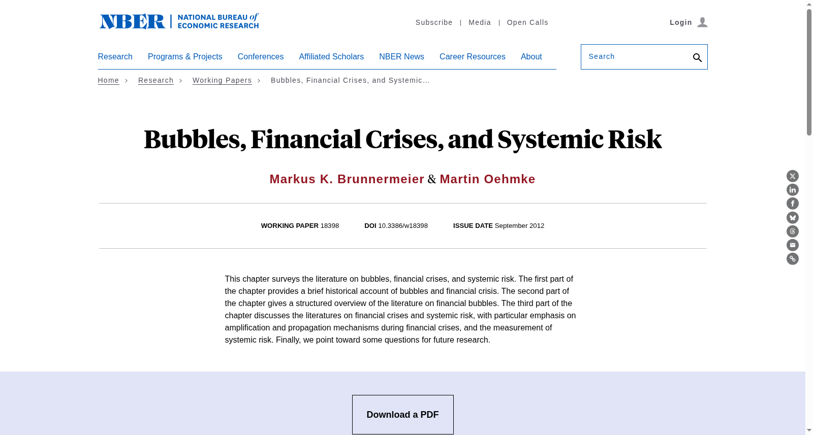 Bubbles, Financial Crises, and Systemic Risk 数据集图片