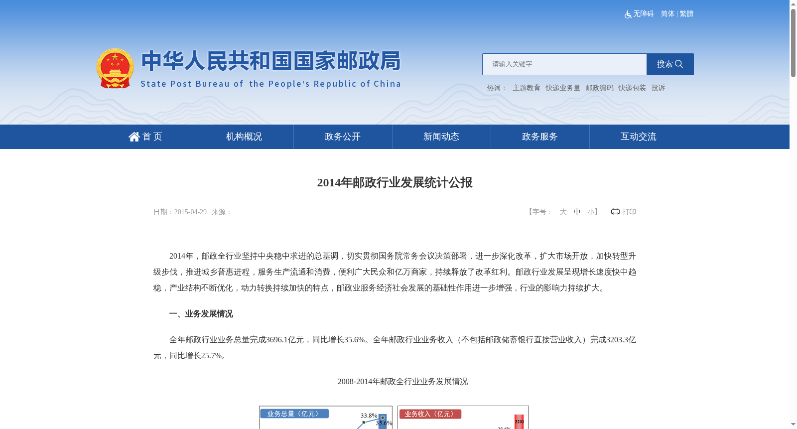 2014年邮政行业发展统计公报 数据集图片