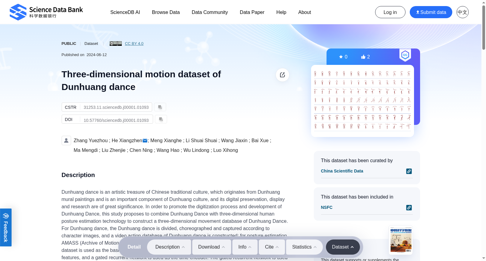 Three-dimensional motion dataset of Dunhuang dance 数据集图片