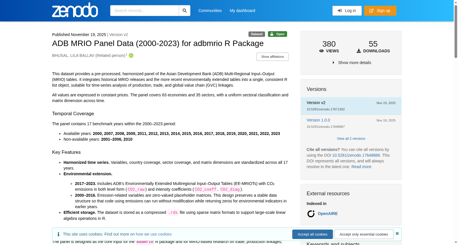 ADB MRIO Panel Data (2000-2023) for adbmrio R Package 数据集图片