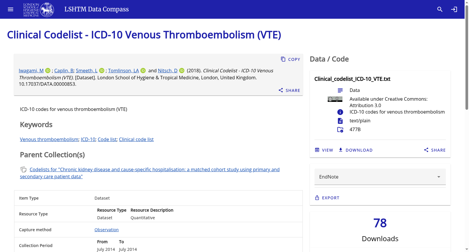 Clinical Codelist - ICD-10 Venous Thromboembolism (VTE) 数据集图片