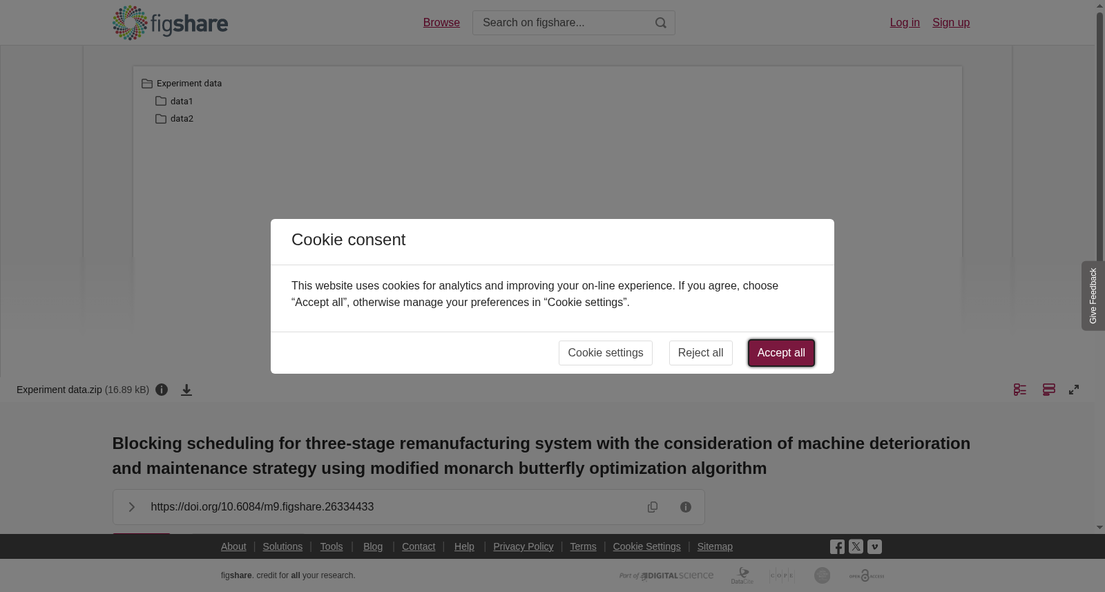 <b>Blocking scheduling for three-stage remanufacturing system with </b><b>the consideration of machine deterioration and </b><b>maintenance strategy using </b><b>modified monarch butterfly optimization algorithm</b> 数据集图片